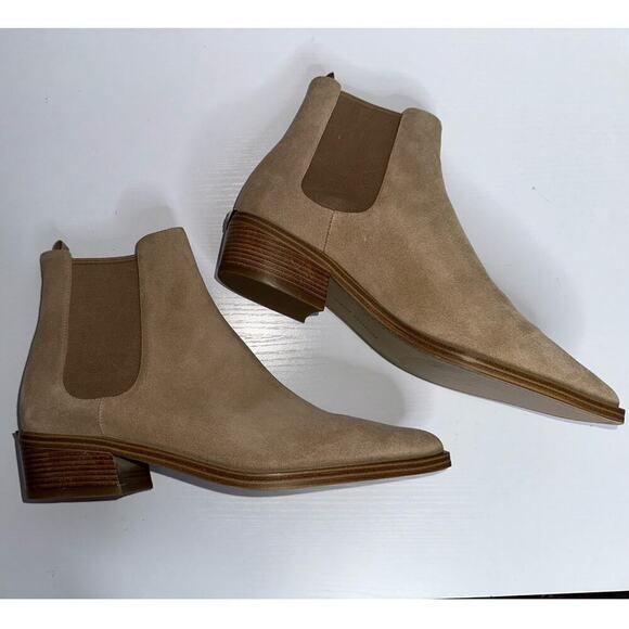 Michael Kors Lottie Suede Leather Ankle Booties Tan/Neutral Size 9M Pull On - Picture 3 of 6